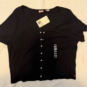 Levi's Black Ribbed Button-Up Shirt
